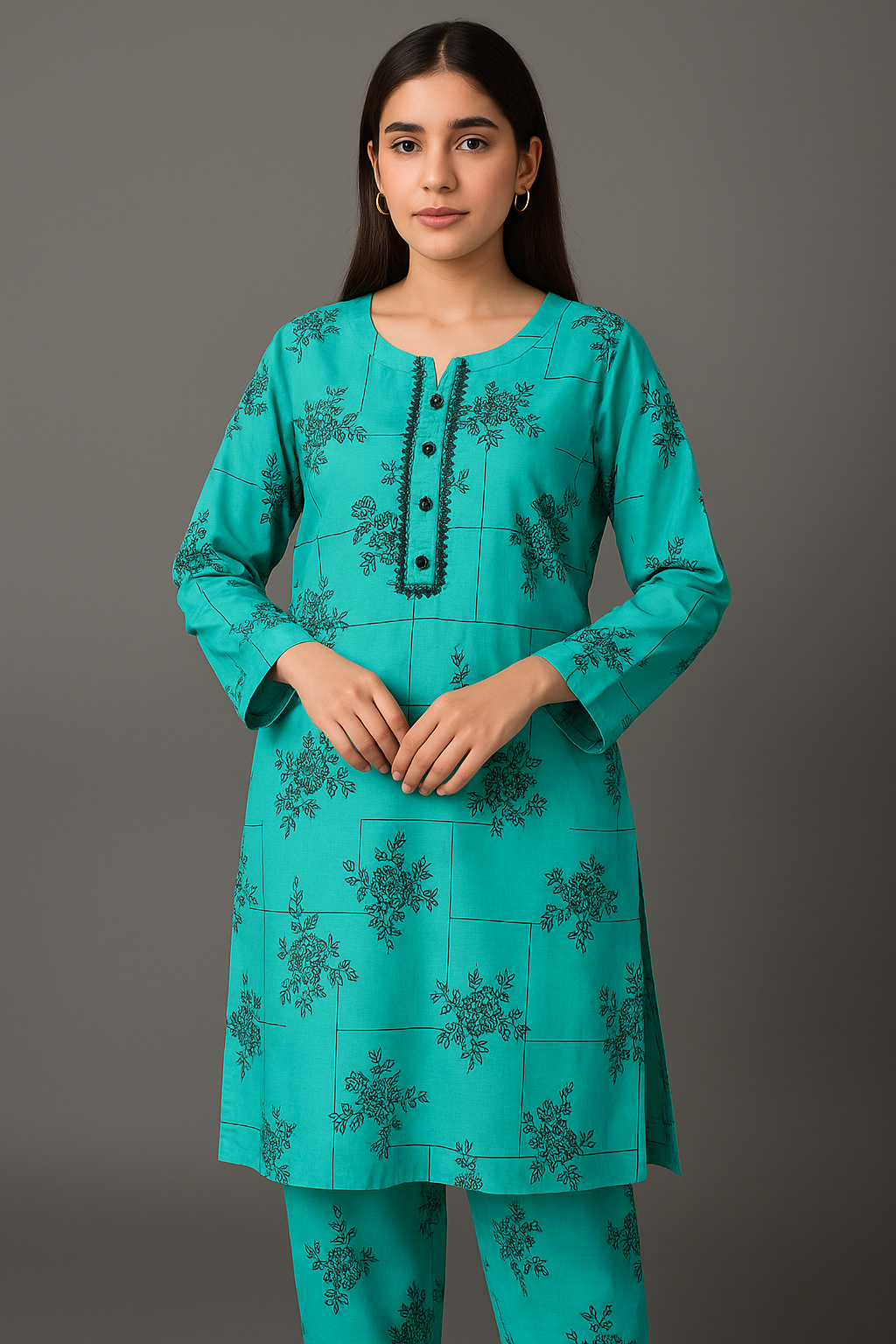 11.11 Sale Winter Cotton Digital Print 2 Piece Suit