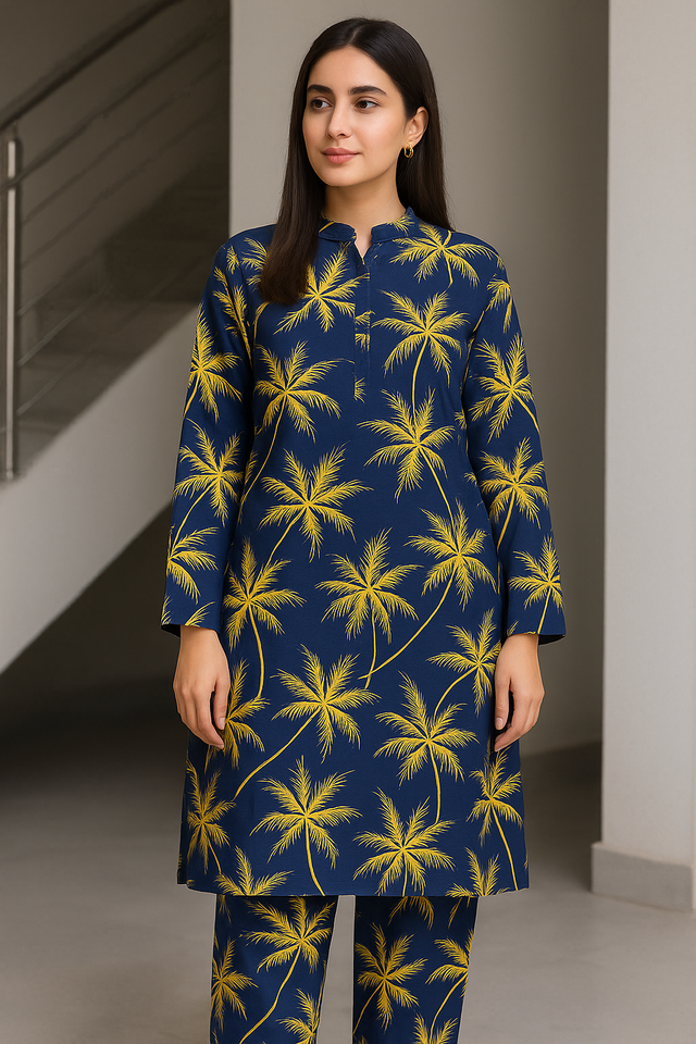 11.11 Sale Winter Cotton Digital Print 2 Piece Suit