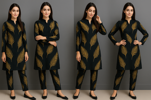 11.11 Sale Winter Cotton Digital Print 2 Piece Suit