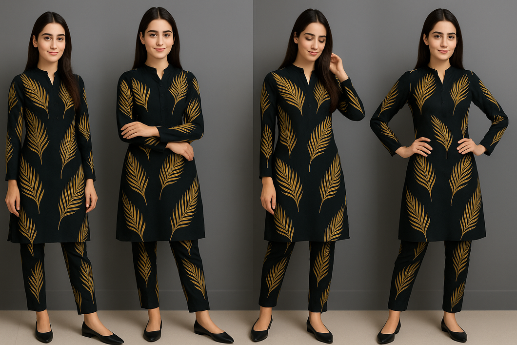 11.11 Sale Winter Cotton Digital Print 2 Piece Suit